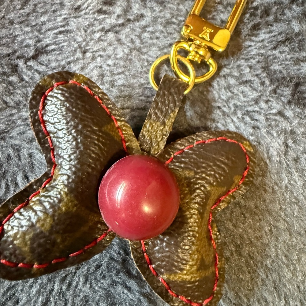 Upcycled Brown and Red Butterfly Keychain